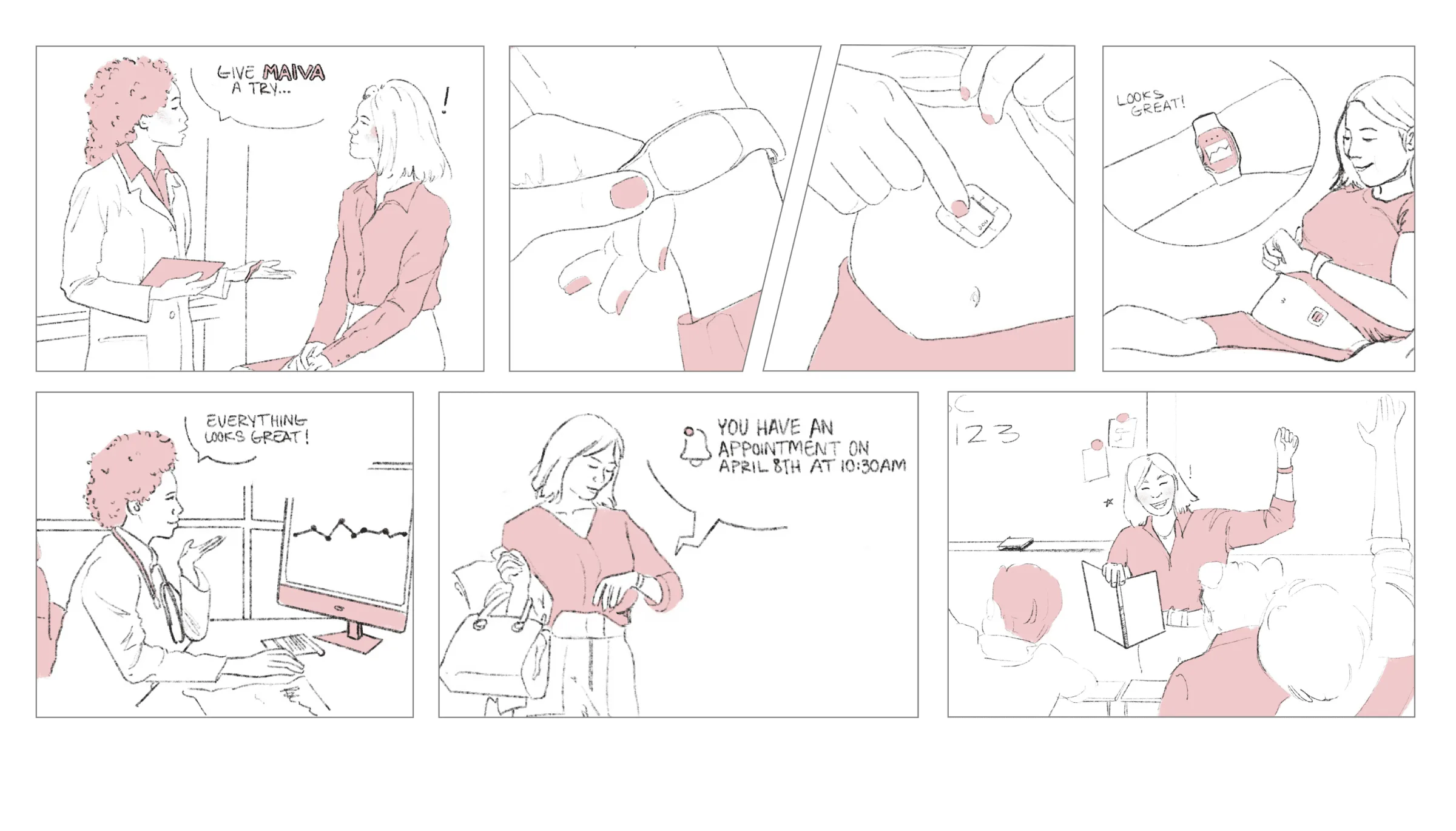 After: Alexis carries on with her day, with the answers she needs at her fingertips.
