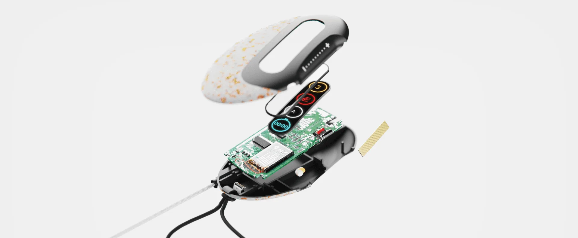 Exploded view around the existing PCB.